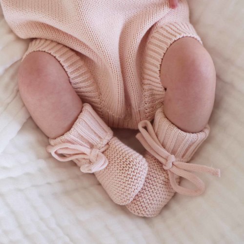 Knit Baby Booties | Tea Rose