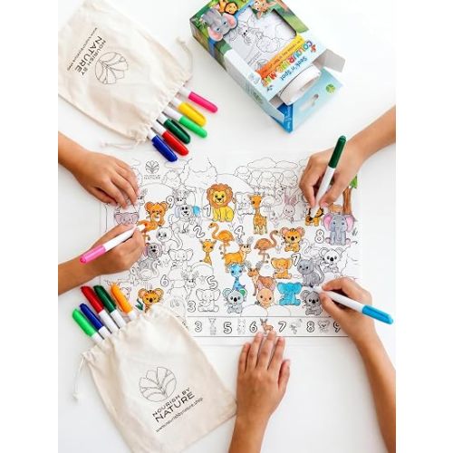 Seek 'N' Spot Silicone Coloring Mat, Animal Theme, Learn Counting, Silicone Drawing Mat, Reusable, Doodle Pad, Art and Craft Set