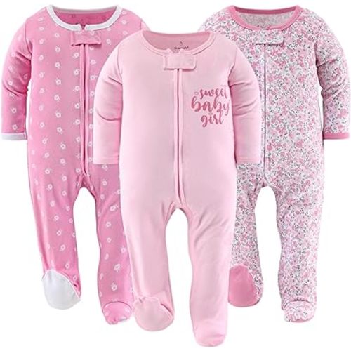 The Peanutshell Baby Girl Sleepers, Sleep and Play Footed Baby Pajamas for Girls, Baby Pjs, Newborn, 0-3, 3-6, 6-9 Months