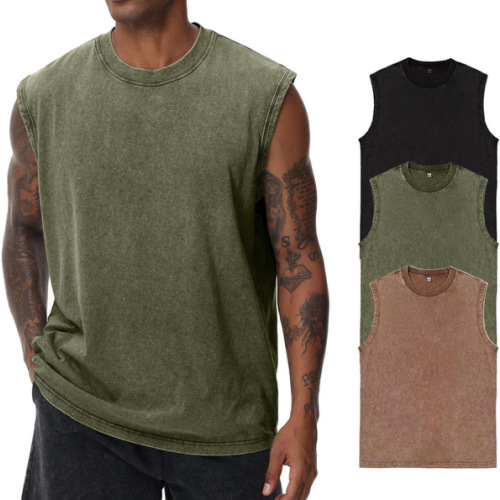 Mens Cotton Sleeveless Tank Tops Cut Off Muscle Gym T Shirts Running Beach Loose Fit Tees