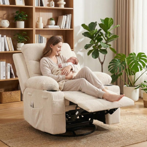 Rebrilliant Swivel Recliner with Massage Heat 360 Rocking Oversized Wide Seat for Adults 400lb | Wayfair