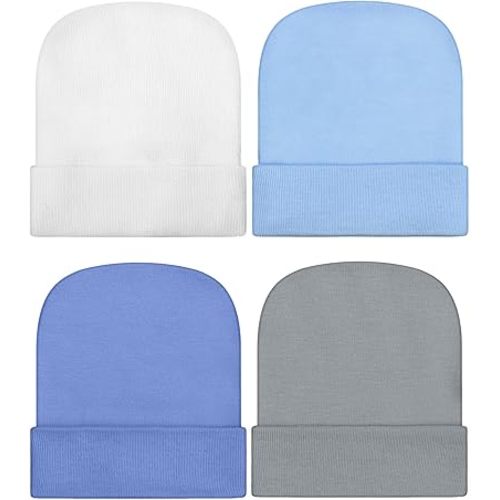 Geyoga Newborn Girl Boy Hat Newborn Beanie Stripes Hat Toddler Soft Caps Infant Cotton Knit Caps for Baby 0-6 Months