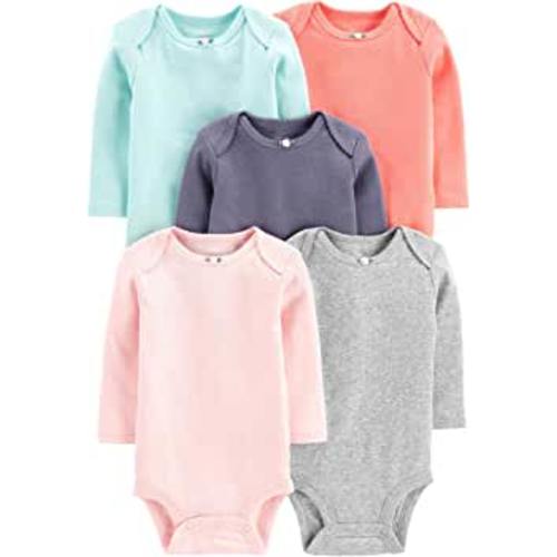 Simple Joys by Carter's Baby Girls' Long-Sleeve Bodysuit, Pack of 5