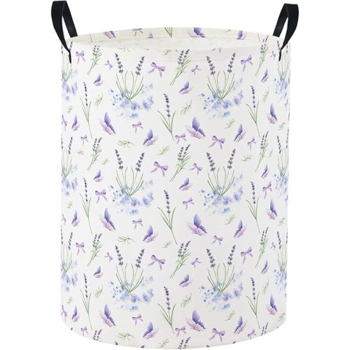 Baby Laundry Basket Baby Nursery Hamper Kids Laundry Basket Toy Storage Bin for Boys Room Decor Gift Baskets for Bedroom Bathroom(Lavender)
