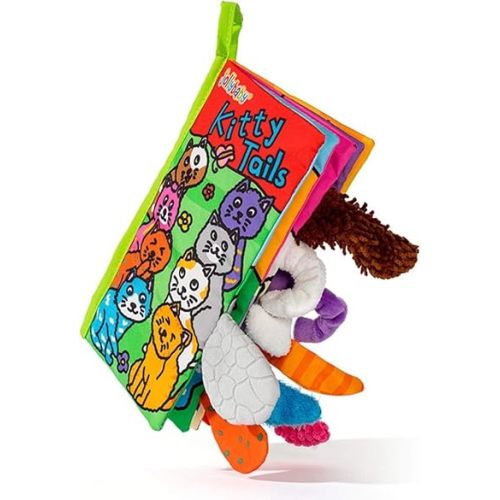 HECCEI Baby Cloth Books Soft Baby Book 0-6 Months Crinkle Books with Tail Touch and Feel Sensory Toys for Infant Tummy Time for 3 Months+, Kitten Tails