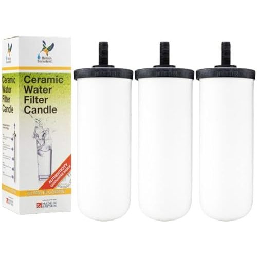 British Berkefeld Doulton W9120133 8B76 7" Ultra Fluoride Gravity Drinking Water Ceramic Replacement Candle Element Filter 3 Pack