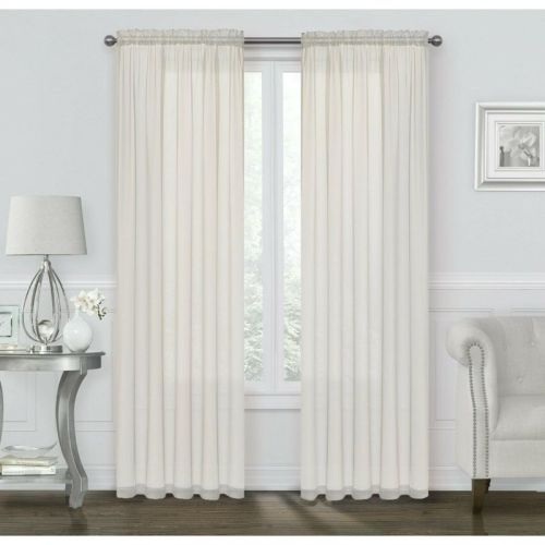 Kate Aurora Coastal Pastel Colored Light & Airy Sheer Voile Window Curtains - 52 in. W x 84 in. L, Ivory