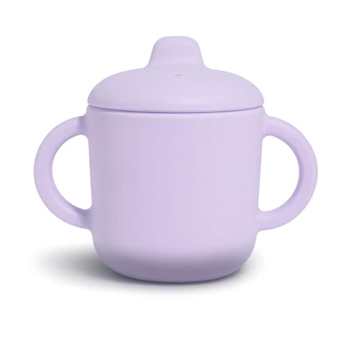 6 Months+ Sippy Cups with Handles,Small Silicone Sippy Cups Leak Proof 5oz,No Spill Sippy cups for Toddlers (Soft Lilac)