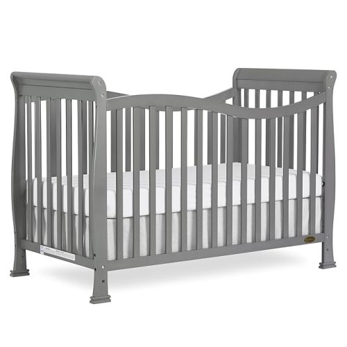 Dream On Me Violet 7-in-1 Convertible Full-Size Baby Crib with Toddler, Day & Full Bed Conversion in Steel Grey, GreenGuard Gold & JPMA, 4 Mattress Heights, Sustainable Pinewood