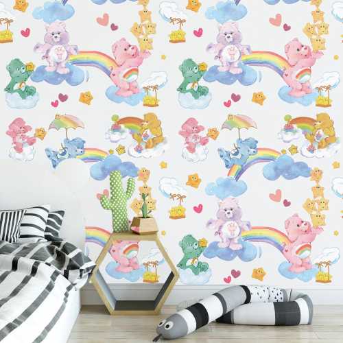 Custom Colorful bears Wall Decal Cartoon Bear Wall Mural Woodland Animal Wall Sticker Toy Bear Wall Mural For Kid Room Nursery Room Decor