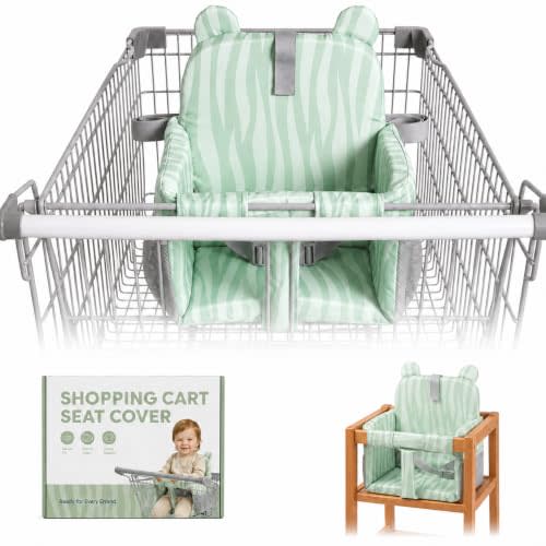 Padded Shopping Cart Cover for Baby, Sofa-Like Comfort Grocery cart Cover, Machine Washable High Chair Cushion, Sage Green,