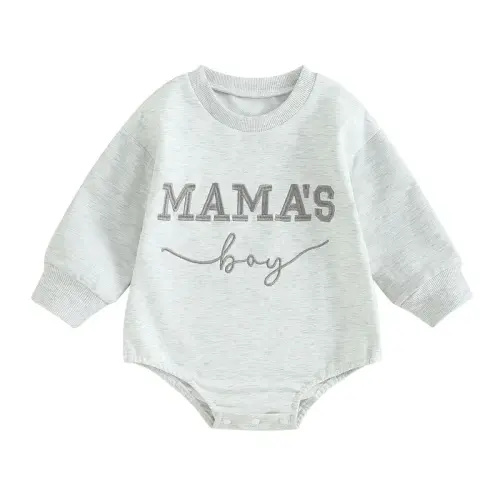 Newborn Baby Boy Romper Mamas Boy Onesie Sweatshirt Long Sleeve - TikTok Shop