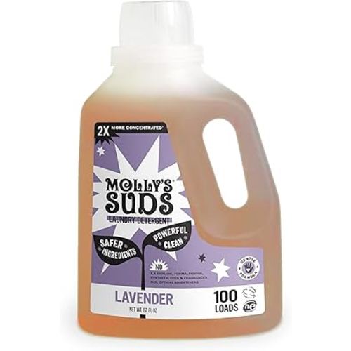 Molly's Suds Liquid Laundry Detergent | Clean Laundry Detergent Soap for Sensitive Skin | 2x Concentrated, High Efficiency (HE) | Lavender - 100 Loads