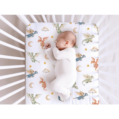Storybook Dragon Baby Crib Sheet - Fairytale Dragon Nursery Decor
