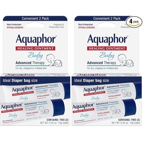 Aquaphor Baby Healing Ointment, To-Go Pack | Advanced Therapy | For Chapped Cheeks | For Diaper Rash | 2 Count Pack