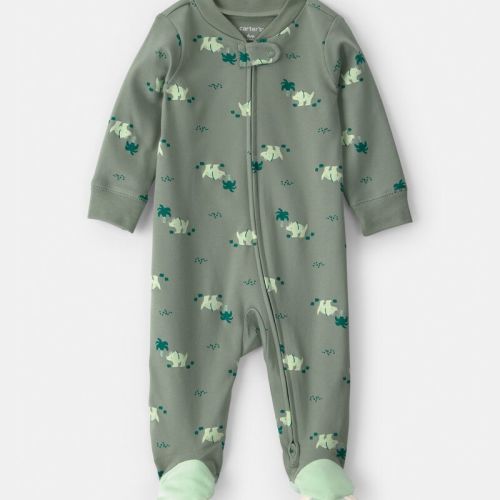 Baby Boy Dinosaur 2-Way Zip 100% Cotton Sleeper - Green | Carter’s Oshkosh Canada