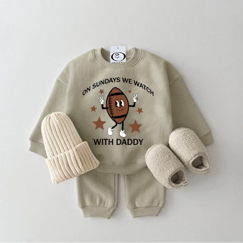 ON SUNDAYS WE WATCH FOOTBALL WITH DADDY Baby Sweatsuit 2-piece Set