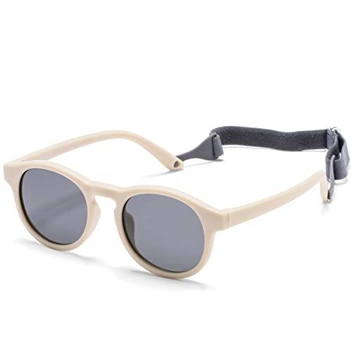 HJSTES Polarized Baby Sunglasses for Toddler Boys Girls, TPEE Flexible Frame with Strap, for Infant Age 0-3