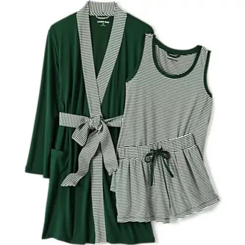 Women's Cooling 3 Piece Pajama Set - Robe Tank and Shorts | Lands' End