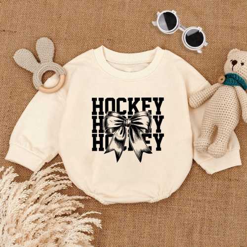 Stacked Hockey Baby Outfit, Coquette Bow Baby Romper, Newborn Baby Clothes, Funny Shirt for Kids, Baby Bubble Romper, Baby Shower Gift