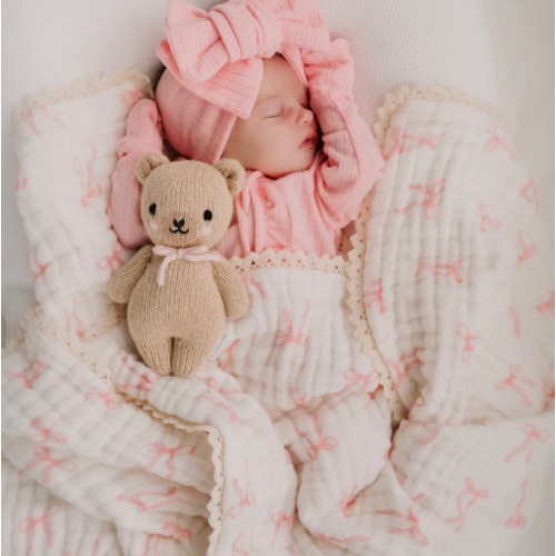 Gauze Lace Blanket | Pink Bows – Little and Fern