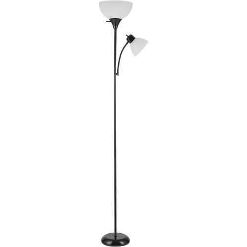 Globe Electric 67135 72" Floor Lamp with Adjustable Reading Light, Bright, Easy-to-Assemble Torchiere for Bedroom, Living Room & Office - Space-Saving Slim Design