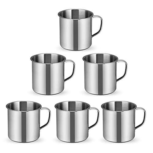 TBoxBo Stainless Steel 6-Pack Coffee Cups, 4 oz, Silver, Modern, Reusable, Perfect for Home, Outdoor Events, Travel, Picnics