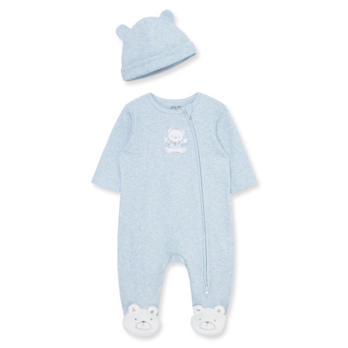 Blue Bear Cotton Footie & Hat Set (Nordstrom Exclusive)
