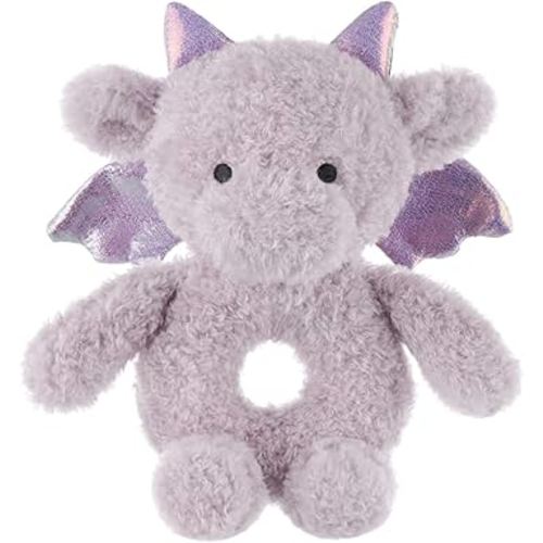Apricot Lamb Purple Dragon Soft Baby Rattle for Boys and Girls, Plush Stuffed Animal Rattle Toy Lovey for The Newborn, 0-3 Months, 0-6 Months and Above