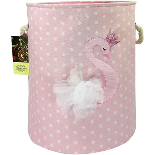 HUNRUNG Large Laundry Hamper,Cartoon Organizer Bin for Children Nursery,Toys,Laundry,Children Clothing,Gift Baskets (Swan)
