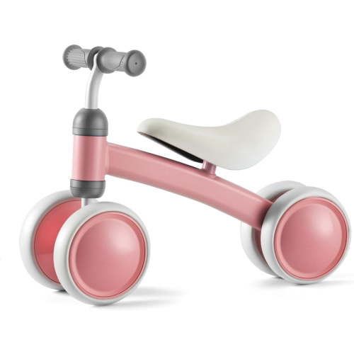 Baby Balance Bike for 1 Year Old Boys Girls, First Birthday Gift, 12-24 Months Toddler Bike, Toddler Balance Bike with 4 Silent Wheels, 1 Year Old Toys, Ride-on Toys, Children Walker No Pedal, Pink