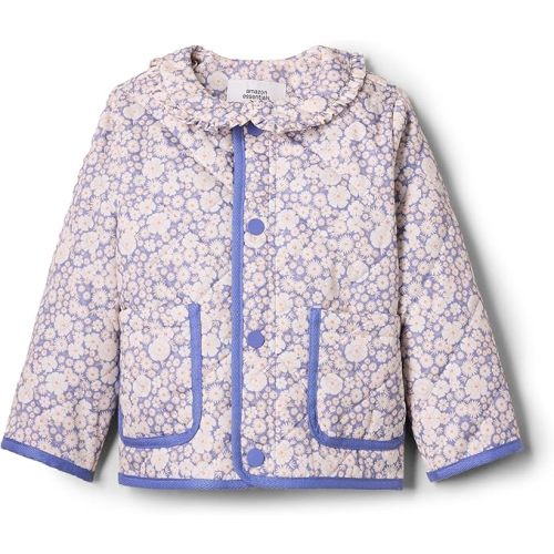 Amazon Essentials x Sofia Grainge Toddler and Baby Girls' Midweight Quilted Field Jacket with Ruffle