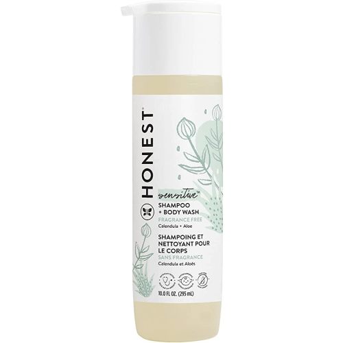 The Honest Company 2-in-1 Cleansing Shampoo + Body Wash | Gentle for Baby | Naturally Derived, Tear-free, Hypoallergenic | Fragrance Free Sensitive, 10 fl oz