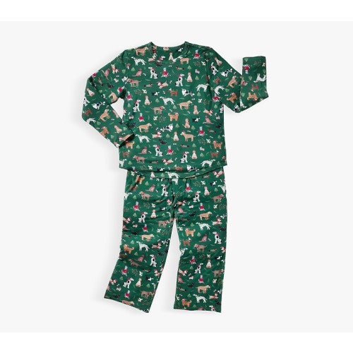 Holiday Dogs Bamboo Viscose Adult Relaxed Fit Crew Pajama Set