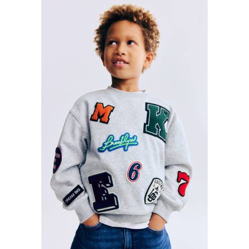 APPLIQUÉD BRUSHED-INSIDE SWEATSHIRT