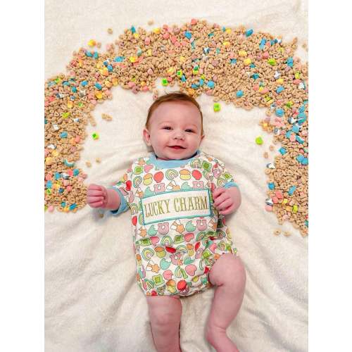 Smocked lucky charm boy romper