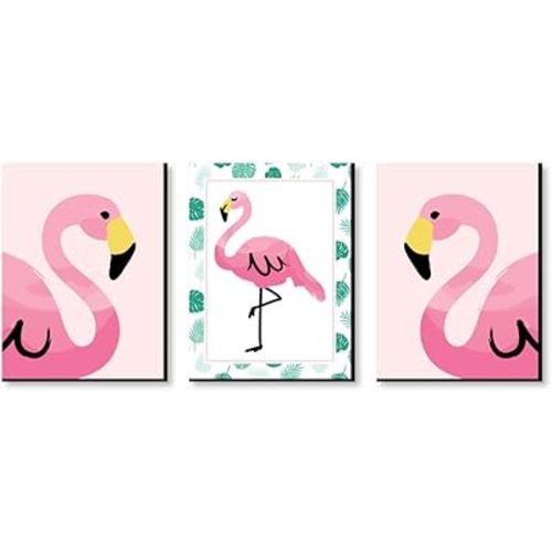 Big Dot of Happiness Pink Flamingo - Tropical Summer Nursery Wall Art, Kids Room Decor and Home Decorations - Gift Ideas - 7.5 x 10 inches - Set of 3 Prints