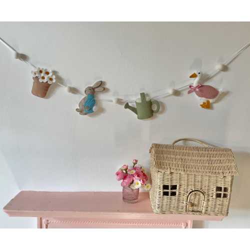 Handmade Rabbit & Duck Nursery Garland – Floral Baby Shower Bunting