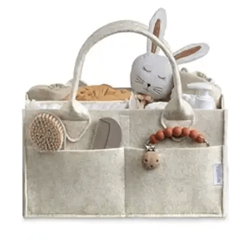 PUTSKA Baby Diaper Caddy Organizer - Nursery Storage Basket for Diaper Station, Baby Basket Shower Gift List and Registry Must-Have, Newborn Essentials, Nursery Decor for Boy or Girl - White, Large