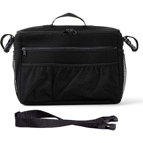 J.L. Childress Cool 'N Cargo Stroller and Wagon Cooler and Organizer - Universal Fit - Insulated - Attaches to Strollers, Wagons, Walkers and Wheelchairs - Large Capacity - Black
