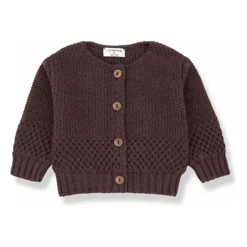 1+ in the family - Malene Merino Wool Cardigan - Burgundy | Smallable