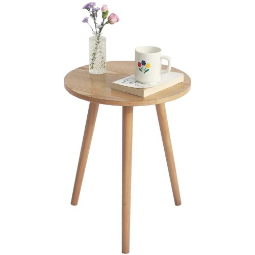 AWASEN Side Table Round, Small Accent Table Nightstand Modern End Table for Living Room Bedroom Office Small Spaces, 15.7''D x 19.69''H(Natural Walnut)