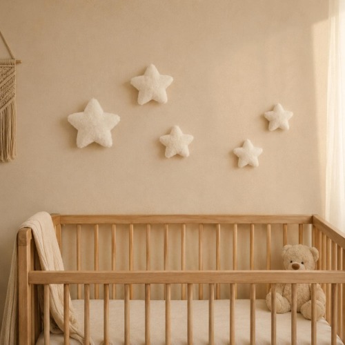 Star Wall Decor for Nursery, Bouclé Plush Wall Stars, Scandinavian Baby Room