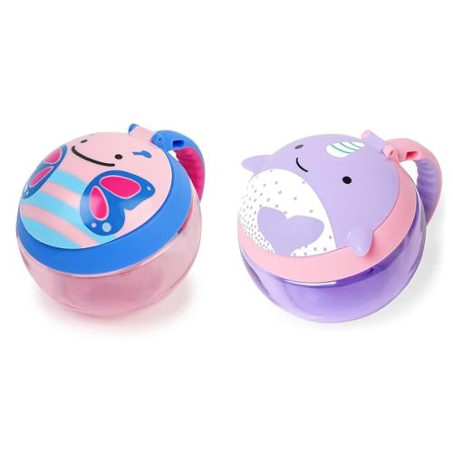 Skip Hop Baby Snack Containers, Zoo Snack Cups, Butterfly and Narwhal
