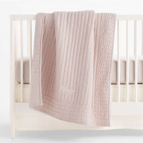Comfy Tee Heirloom Stitched Lilac Rose 100% Organic Cotton Jersey Baby Crib Quilt