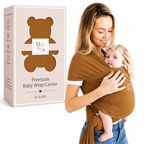 Baby Wrap Carrier for Newborn to Toddler, Hands-Free Stretchy Baby Carrier Wrap with Front Pocket, 95% Cotton 5% Spandex, Ergonomic Infant Sling for Babies 8-35 lbs, One Size Fits Most (Grey)