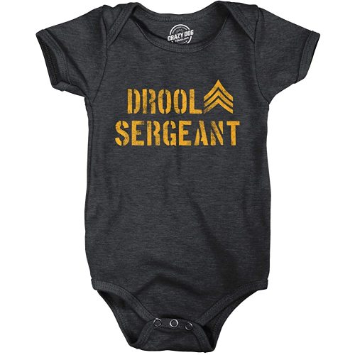 Crazy Dog T-Shirts Drool Sergeant Baby Bodysuit Funny Military Army Sarcastic Infant Jumper Funny Onesies Cool Sarcastic Onesie Novelty Onesie Black Newborn