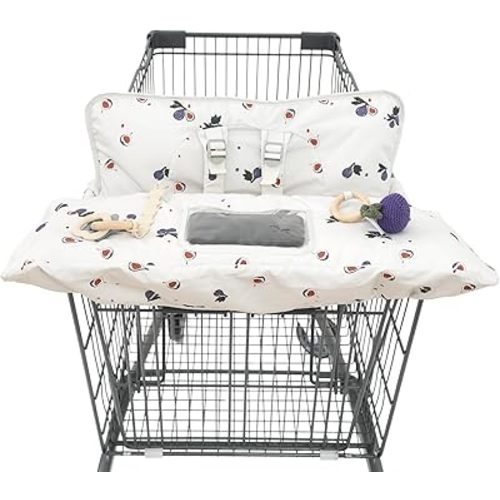 Shopping Cart Cover for Baby 2 in 1 High Chair Covers for Restaurant Comfortable Grocery Cart Seat Covers for Infant, Toddler Universal Suitable for Most Shopping Carts Machine Washable, Fig