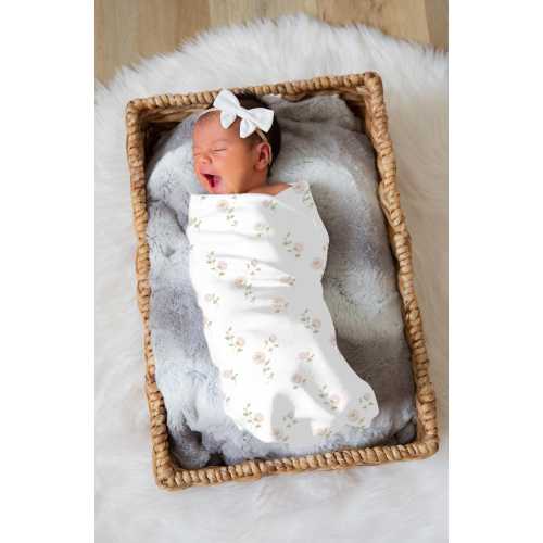 Baby Blanket, Baby girl swaddle, White Rose blanket, Swaddle blanket gift, Newborn girl gift, Baby shower gift, Swaddle set, Hospital baby
