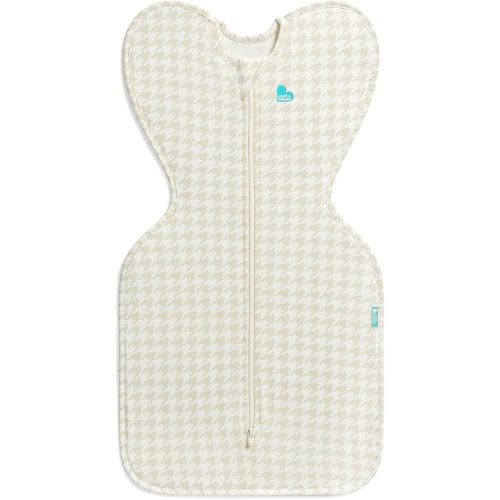 Love to Dream Swaddle UP, Sleep Sack 0-3 Months, Self-Soothing, Improves Sleep, Snug Fit Helps Calm Startle Reflex, Baby Essentials Must Haves Newborn, 1.0 TOG, 8-13 lbs, Tan Houndstooth